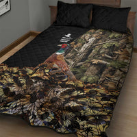 Pheasant Hunting Quilt Bed Set with Woodland Forest Scene and Autumn Foliage Pattern - Wonder Print Shop