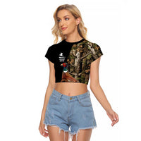 Custom Pheasant Hunting Raglan Cropped T Shirt with Woodland Forest Scene and Autumn Foliage Pattern - Wonder Print Shop