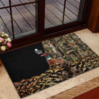 Pheasant Hunting Rubber Doormat with Woodland Forest Scene and Autumn Foliage Pattern - Wonder Print Shop