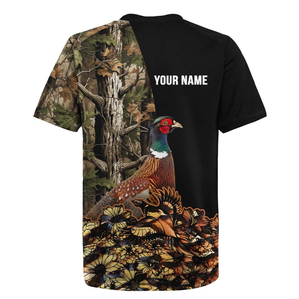 Custom Pheasant Hunting Rugby Jersey with Woodland Forest Scene and Autumn Foliage Pattern - Wonder Print Shop
