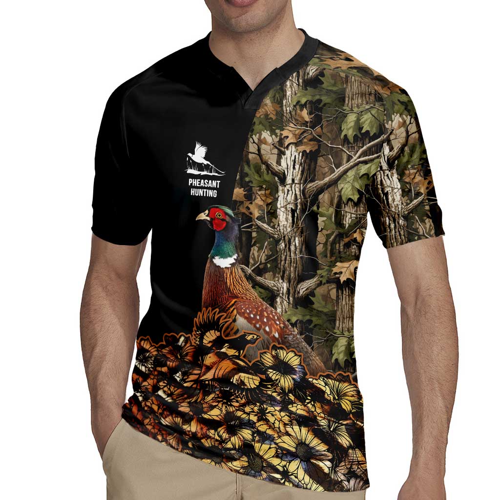 Custom Pheasant Hunting Rugby Jersey with Woodland Forest Scene and Autumn Foliage Pattern - Wonder Print Shop
