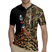 Custom Pheasant Hunting Rugby Jersey with Woodland Forest Scene and Autumn Foliage Pattern - Wonder Print Shop