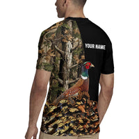 Custom Pheasant Hunting Rugby Jersey with Woodland Forest Scene and Autumn Foliage Pattern - Wonder Print Shop