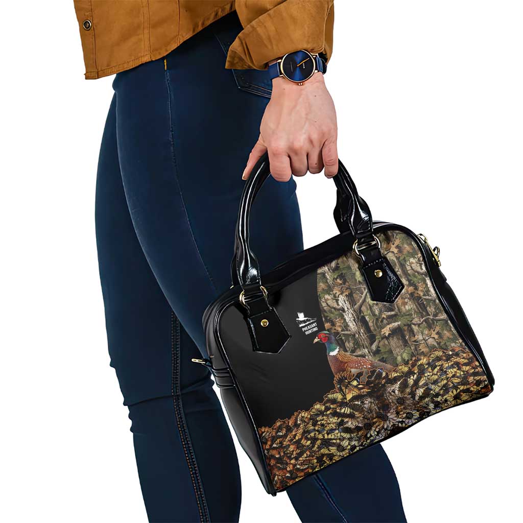 Pheasant Hunting Shoulder Handbag with Woodland Forest Scene and Autumn Foliage Pattern - Wonder Print Shop