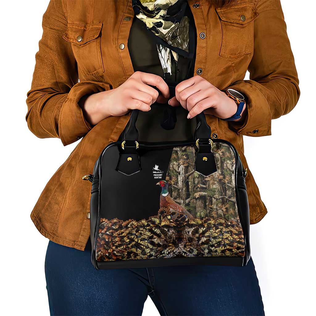 Pheasant Hunting Shoulder Handbag with Woodland Forest Scene and Autumn Foliage Pattern - Wonder Print Shop
