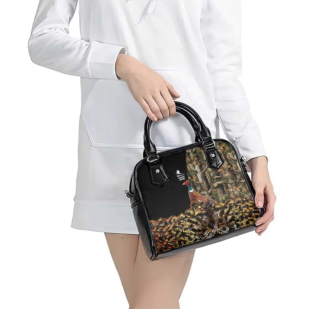 Pheasant Hunting Shoulder Handbag with Woodland Forest Scene and Autumn Foliage Pattern - Wonder Print Shop