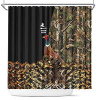 Pheasant Hunting Shower Curtain with Woodland Forest Scene and Autumn Foliage Pattern - Wonder Print Shop