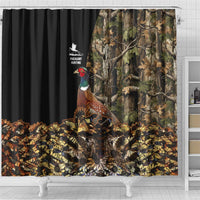 Pheasant Hunting Shower Curtain with Woodland Forest Scene and Autumn Foliage Pattern - Wonder Print Shop
