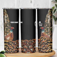 Custom Pheasant Hunting Skinny Tumbler with Woodland Forest Scene and Autumn Foliage Pattern - Wonder Print Shop