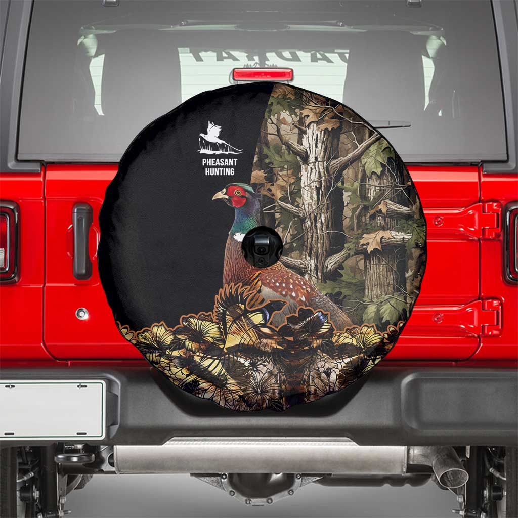 Pheasant Hunting Spare Tire Cover with Woodland Forest Scene and Autumn Foliage Pattern - Wonder Print Shop