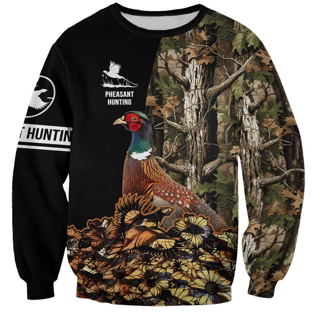 Custom Pheasant Hunting Sweatshirt with Woodland Forest Scene and Autumn Foliage Pattern - Wonder Print Shop