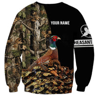 Custom Pheasant Hunting Sweatshirt with Woodland Forest Scene and Autumn Foliage Pattern - Wonder Print Shop