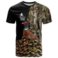 Custom Pheasant Hunting T Shirt with Woodland Forest Scene and Autumn Foliage Pattern - Wonder Print Shop