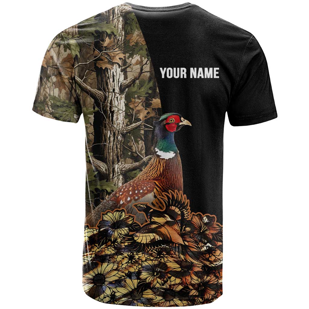Custom Pheasant Hunting T Shirt with Woodland Forest Scene and Autumn Foliage Pattern - Wonder Print Shop