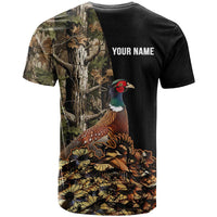 Custom Pheasant Hunting T Shirt with Woodland Forest Scene and Autumn Foliage Pattern - Wonder Print Shop