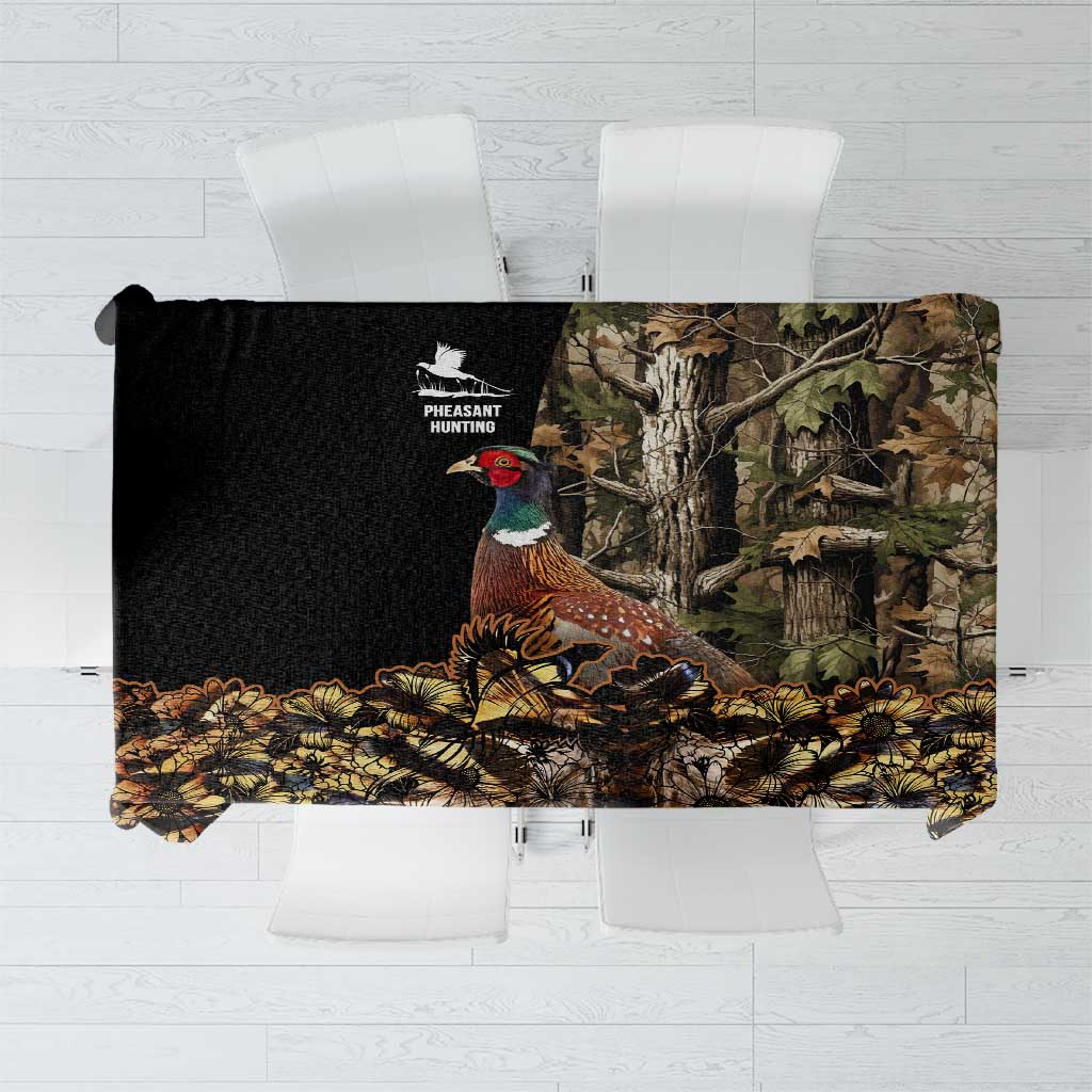 Pheasant Hunting Tablecloth with Woodland Forest Scene and Autumn Foliage Pattern - Wonder Print Shop