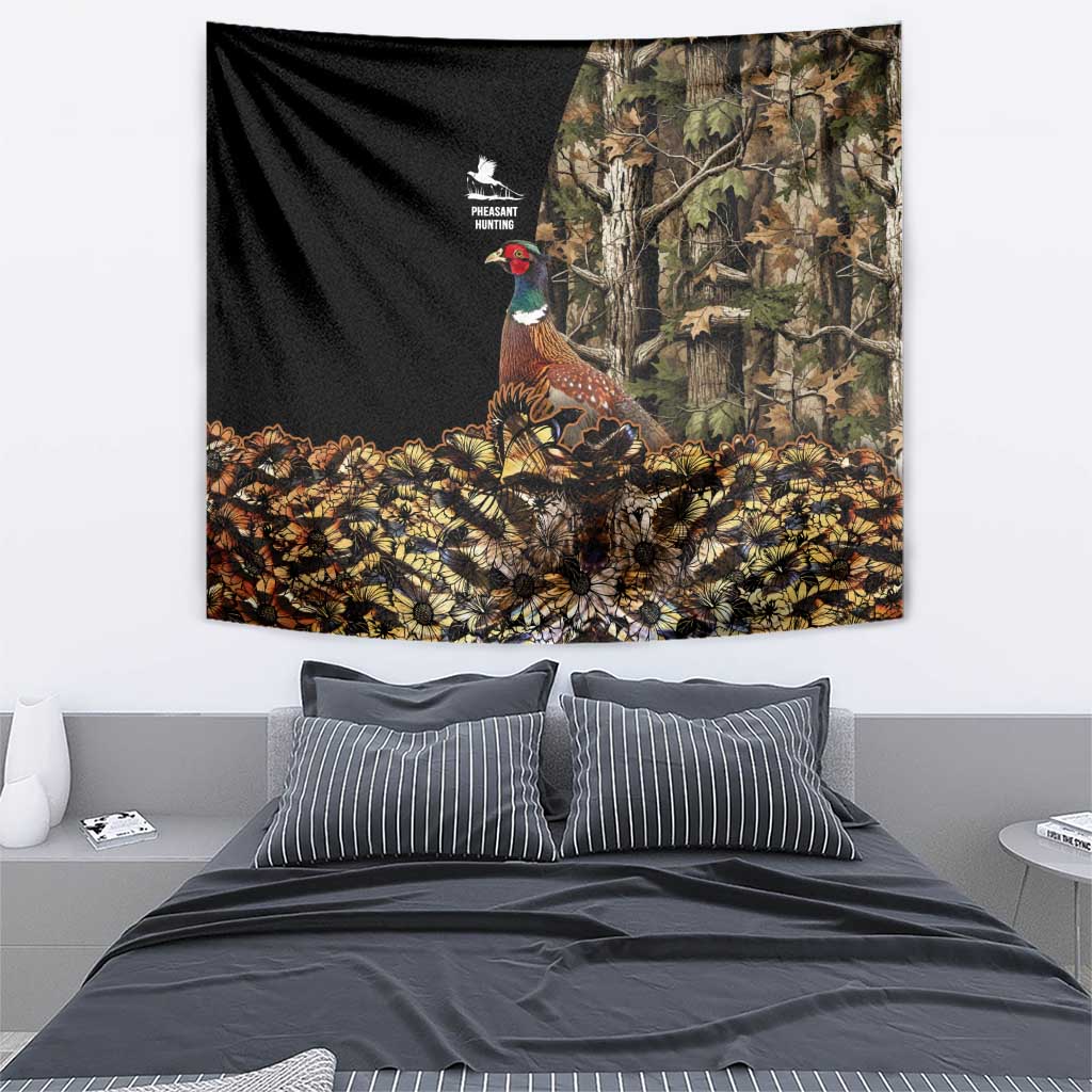 Pheasant Hunting Tapestry with Woodland Forest Scene and Autumn Foliage Pattern - Wonder Print Shop