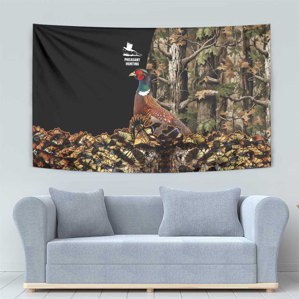 Pheasant Hunting Tapestry with Woodland Forest Scene and Autumn Foliage Pattern - Wonder Print Shop