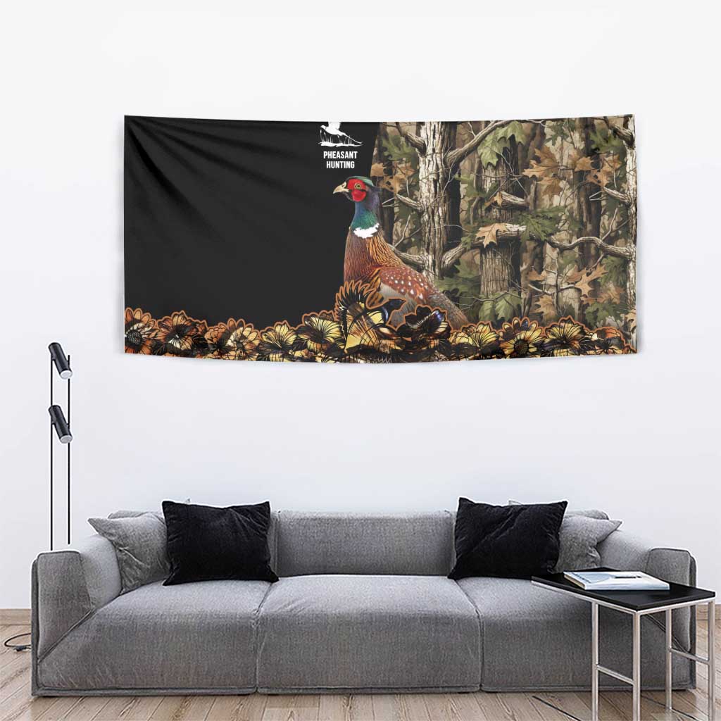 Pheasant Hunting Tapestry with Woodland Forest Scene and Autumn Foliage Pattern - Wonder Print Shop