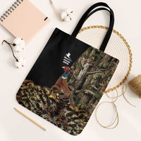 Pheasant Hunting Tote Bag with Woodland Forest Scene and Autumn Foliage Pattern - Wonder Print Shop