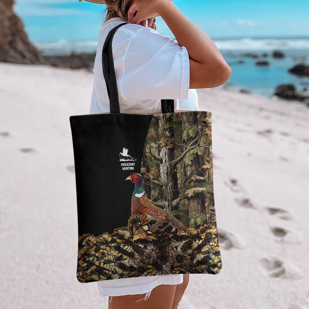 Pheasant Hunting Tote Bag with Woodland Forest Scene and Autumn Foliage Pattern - Wonder Print Shop