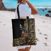 Pheasant Hunting Tote Bag with Woodland Forest Scene and Autumn Foliage Pattern - Wonder Print Shop