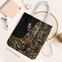 Pheasant Hunting Tote Bag with Woodland Forest Scene and Autumn Foliage Pattern - Wonder Print Shop