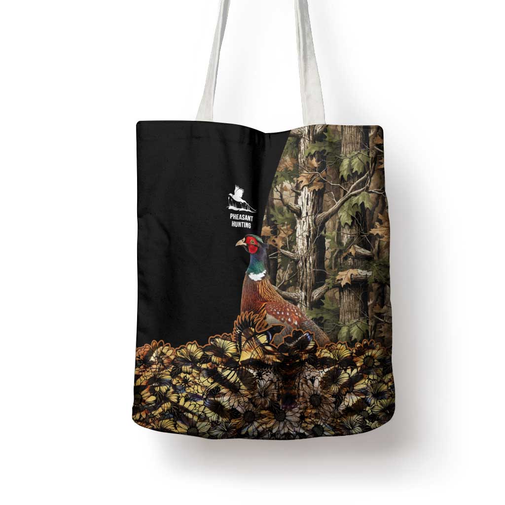 Pheasant Hunting Tote Bag with Woodland Forest Scene and Autumn Foliage Pattern - Wonder Print Shop