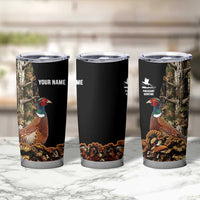 Custom Pheasant Hunting Tumbler Cup with Woodland Forest Scene and Autumn Foliage Pattern - Wonder Print Shop