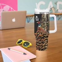 Custom Pheasant Hunting Tumbler With Handle with Woodland Forest Scene and Autumn Foliage Pattern - Wonder Print Shop