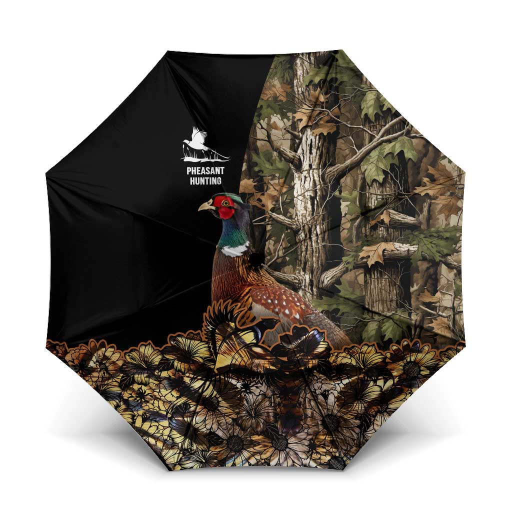 Pheasant Hunting Umbrella with Woodland Forest Scene and Autumn Foliage Pattern - Wonder Print Shop