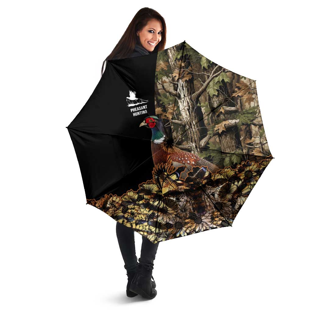 Pheasant Hunting Umbrella with Woodland Forest Scene and Autumn Foliage Pattern - Wonder Print Shop