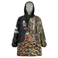 Custom Pheasant Hunting Wearable Blanket Hoodie with Woodland Forest Scene and Autumn Foliage Pattern - Wonder Print Shop