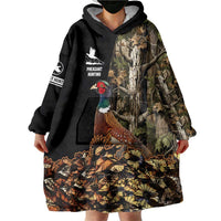 Custom Pheasant Hunting Wearable Blanket Hoodie with Woodland Forest Scene and Autumn Foliage Pattern - Wonder Print Shop