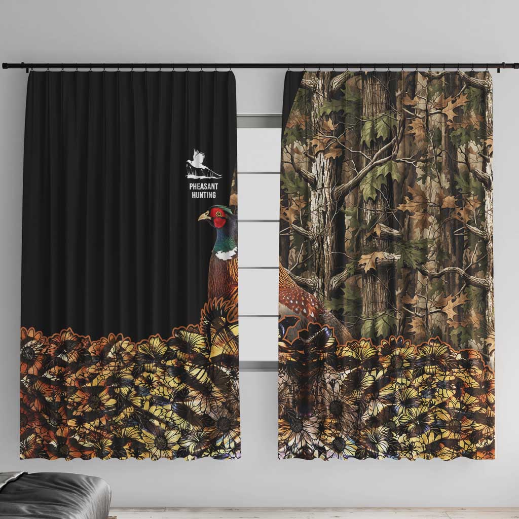 Pheasant Hunting Window Curtain with Woodland Forest Scene and Autumn Foliage Pattern - Wonder Print Shop