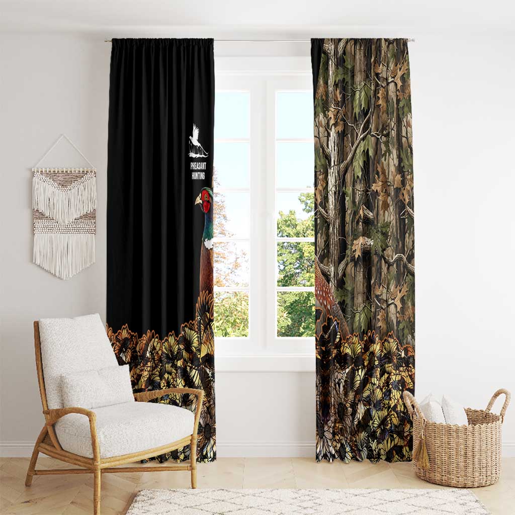 Pheasant Hunting Window Curtain with Woodland Forest Scene and Autumn Foliage Pattern - Wonder Print Shop