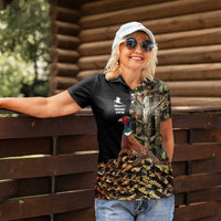 Custom Pheasant Hunting Women Polo Shirt with Woodland Forest Scene and Autumn Foliage Pattern - Wonder Print Shop