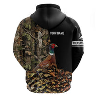 Custom Pheasant Hunting Zip Hoodie with Woodland Forest Scene and Autumn Foliage Pattern - Wonder Print Shop