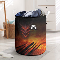 Custom Fiery Dragon Bowling Laundry Basket with Flaming Ball and Hexagon Flame Pattern - Wonder Print Shop