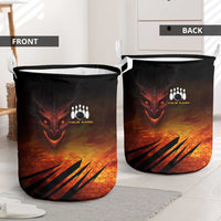 Custom Fiery Dragon Bowling Laundry Basket with Flaming Ball and Hexagon Flame Pattern - Wonder Print Shop