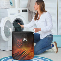 Custom Fiery Dragon Bowling Laundry Basket with Flaming Ball and Hexagon Flame Pattern - Wonder Print Shop