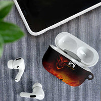 Custom Fiery Dragon Bowling AirPods Case with Flaming Ball and Hexagon Flame Pattern - Wonder Print Shop