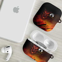Custom Fiery Dragon Bowling AirPods Case with Flaming Ball and Hexagon Flame Pattern - Wonder Print Shop