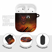Custom Fiery Dragon Bowling AirPods Case with Flaming Ball and Hexagon Flame Pattern - Wonder Print Shop