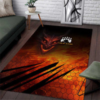 Custom Fiery Dragon Bowling Area Rug with Flaming Ball and Hexagon Flame Pattern - Wonder Print Shop