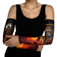 Custom Fiery Dragon Bowling Arm Sleeves with Flaming Ball and Hexagon Flame Pattern - Wonder Print Shop