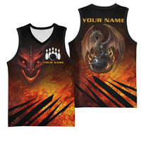 Custom Fiery Dragon Bowling Basketball Jersey with Flaming Ball and Hexagon Flame Pattern - Wonder Print Shop