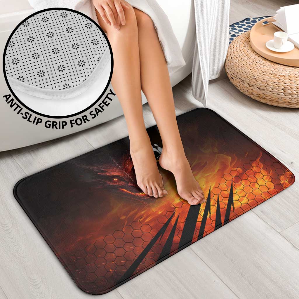 Custom Fiery Dragon Bowling Bathroom Set with Flaming Ball and Hexagon Flame Pattern - Wonder Print Shop