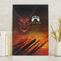 Custom Fiery Dragon Bowling Canvas Wall Art with Flaming Ball and Hexagon Flame Pattern - Wonder Print Shop