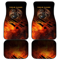 Custom Fiery Dragon Bowling Car Mats with Flaming Ball and Hexagon Flame Pattern - Wonder Print Shop